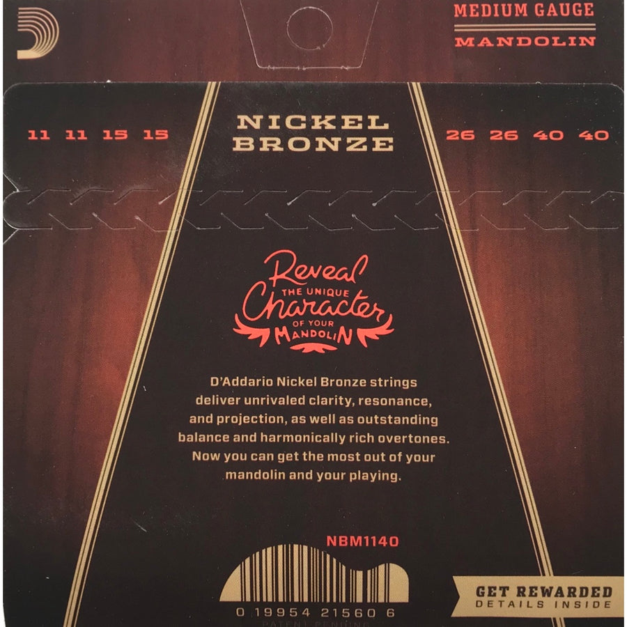 D'Addario Nickel Bronze Medium Mandolin Strings NBM1140