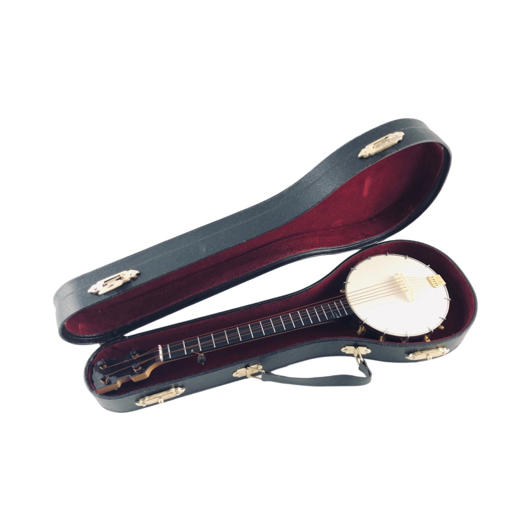 9" Mini Banjo 3 pc Gift Set - Decor with Display Stand and Case