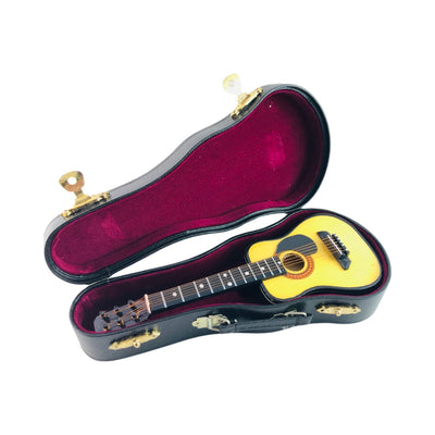 7" Mini Musical Acoustic Guitar Replica 3 pc Gift Set - Decor with Display Stand and Case