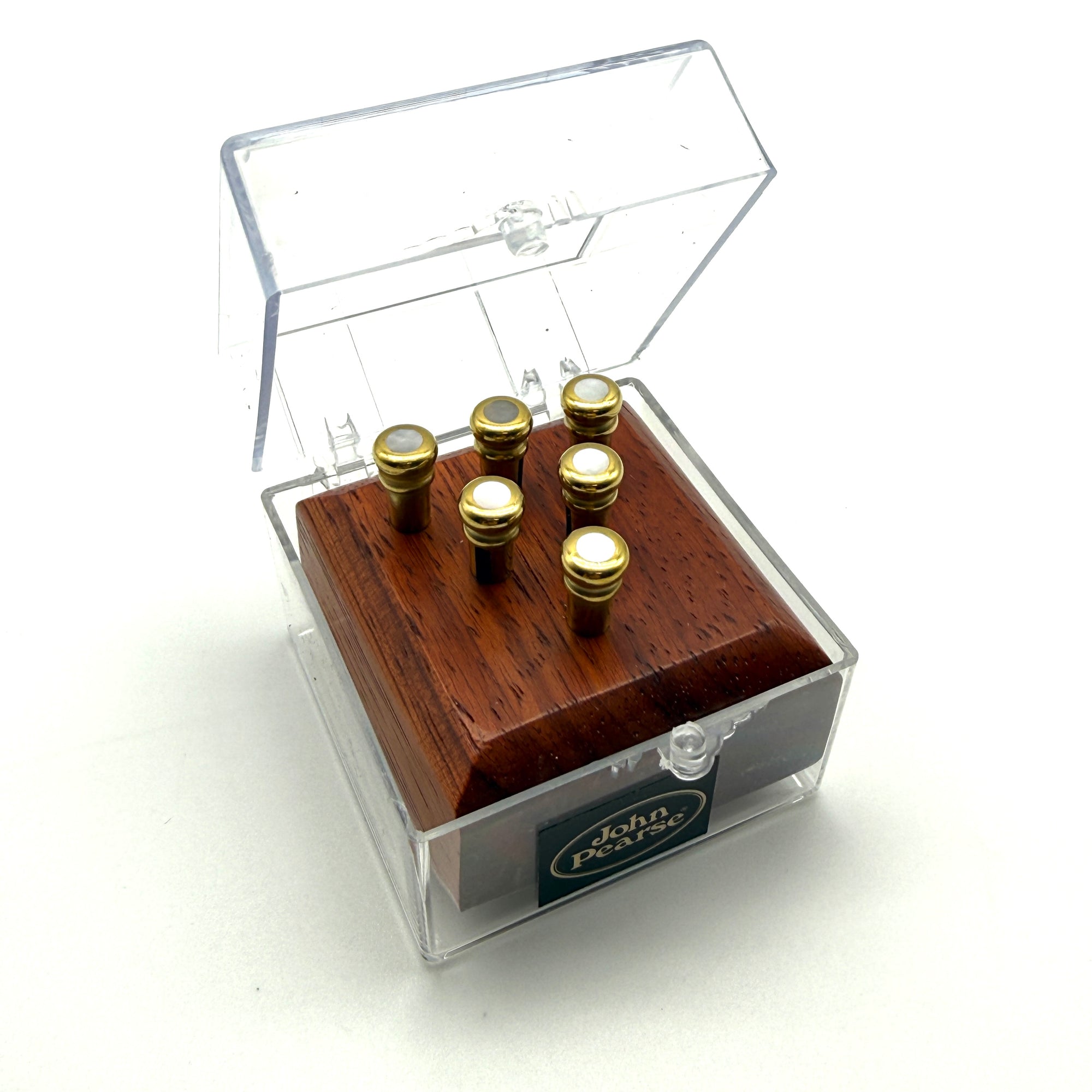 John Pearse Kingpins Slotted Brass Bridge Pins With Large Pearl Dot - Set of 6