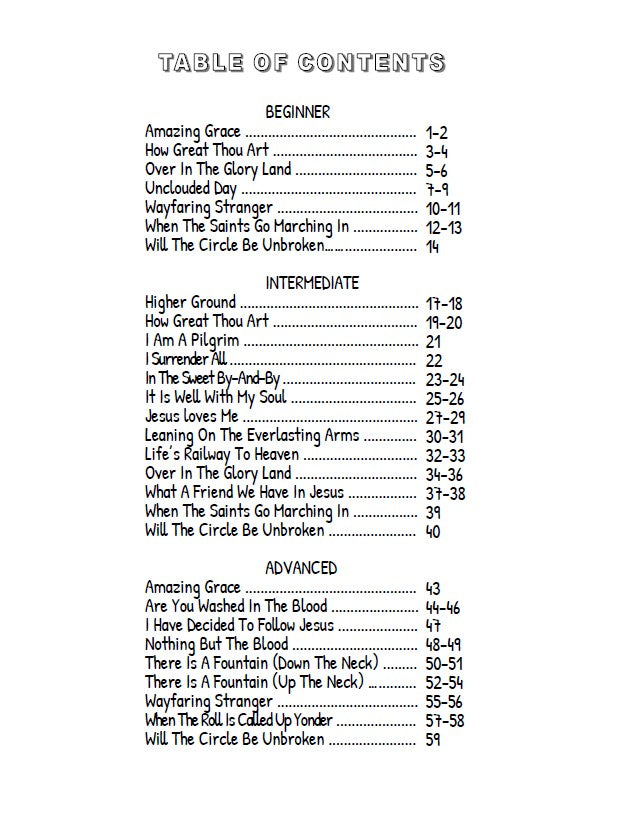 Banjo Ben’s DIGITAL DOWNLOAD-only Book of Tabs: Gospel Hymns- Volume One