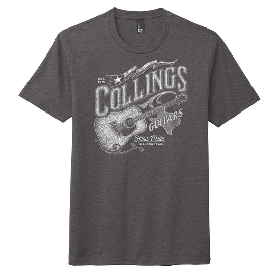 Collings Acoustic Guitar Graphic Mens T-Shirt - Heather Charcoal