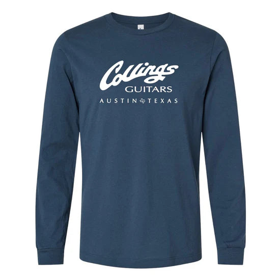 Collings Logo Long Sleeve Mens T-Shirt - Vintage Blue