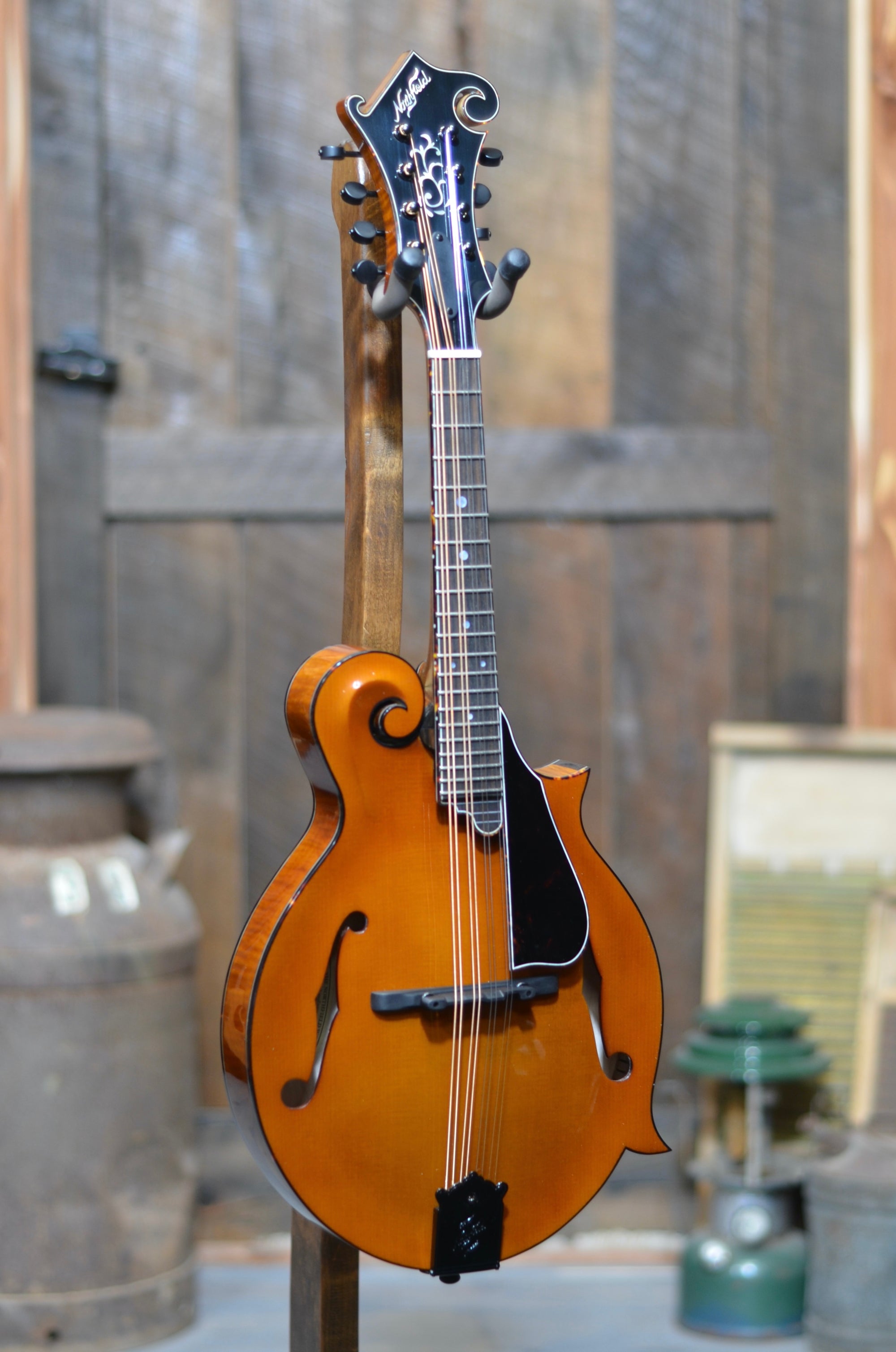 Northfield Big Mon Wide-Nut Amber F-Style Mandolin With One Piece Back and Case