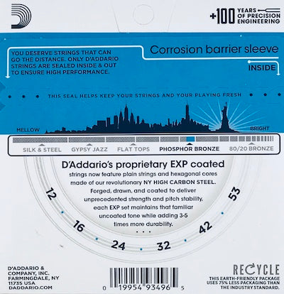 D'Addario EJ16 Phosphor Bronze Light Acoustic Guitar Strings