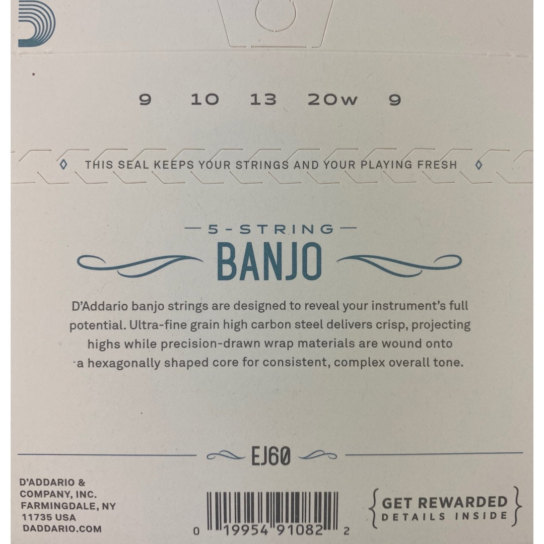 D'Addario EJ60 Nickel Plated Steel Light Gauge Banjo Strings