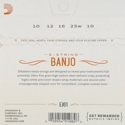 D'Addario EJ61 Medium Nickel Banjo Strings
