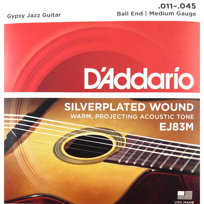 D'Addario EJ83M Silverplated Wound Ball End Medium Gauge Gypsy Jazz Guitar Strings