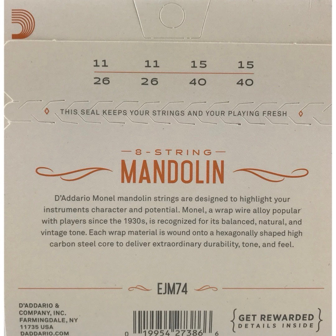 D'Addario EJM74 Nickel Monel Medium Mandolin Strings