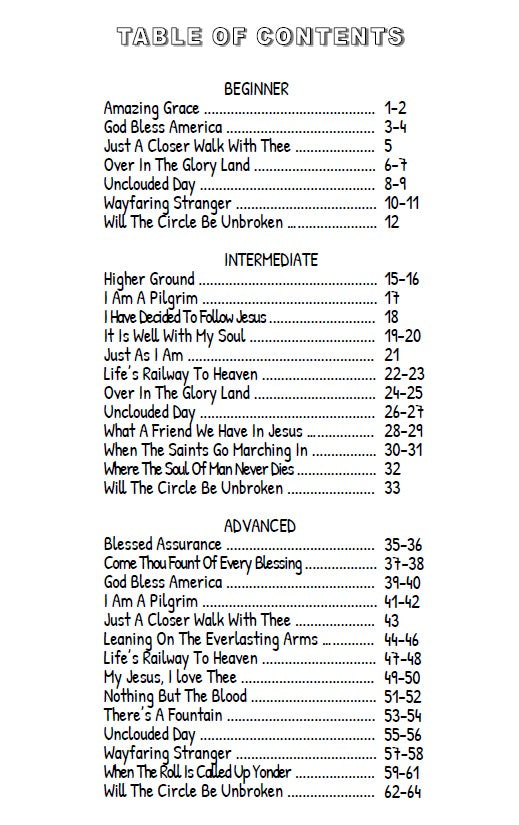 Banjo Ben’s DIGITAL DOWNLOAD-only Book of Tabs: Gospel Hymns- Volume One