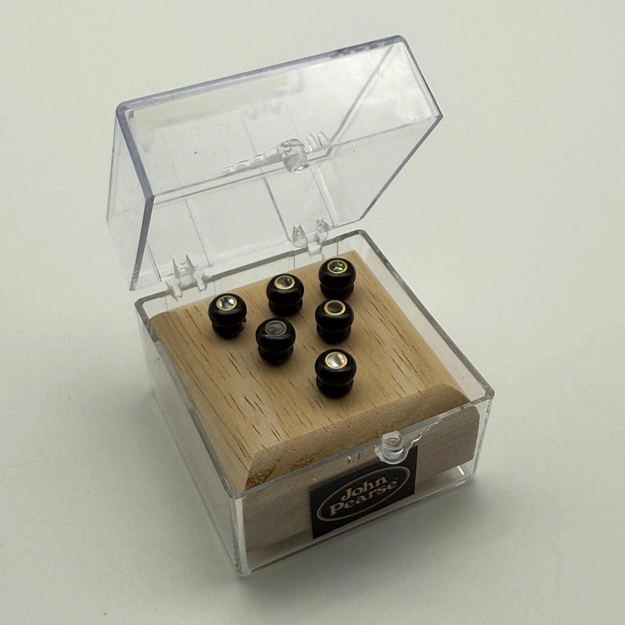 John Pearse Kingpins Horn With Abalone Dot/Brass French Eye Bridge Pins - Set of 6