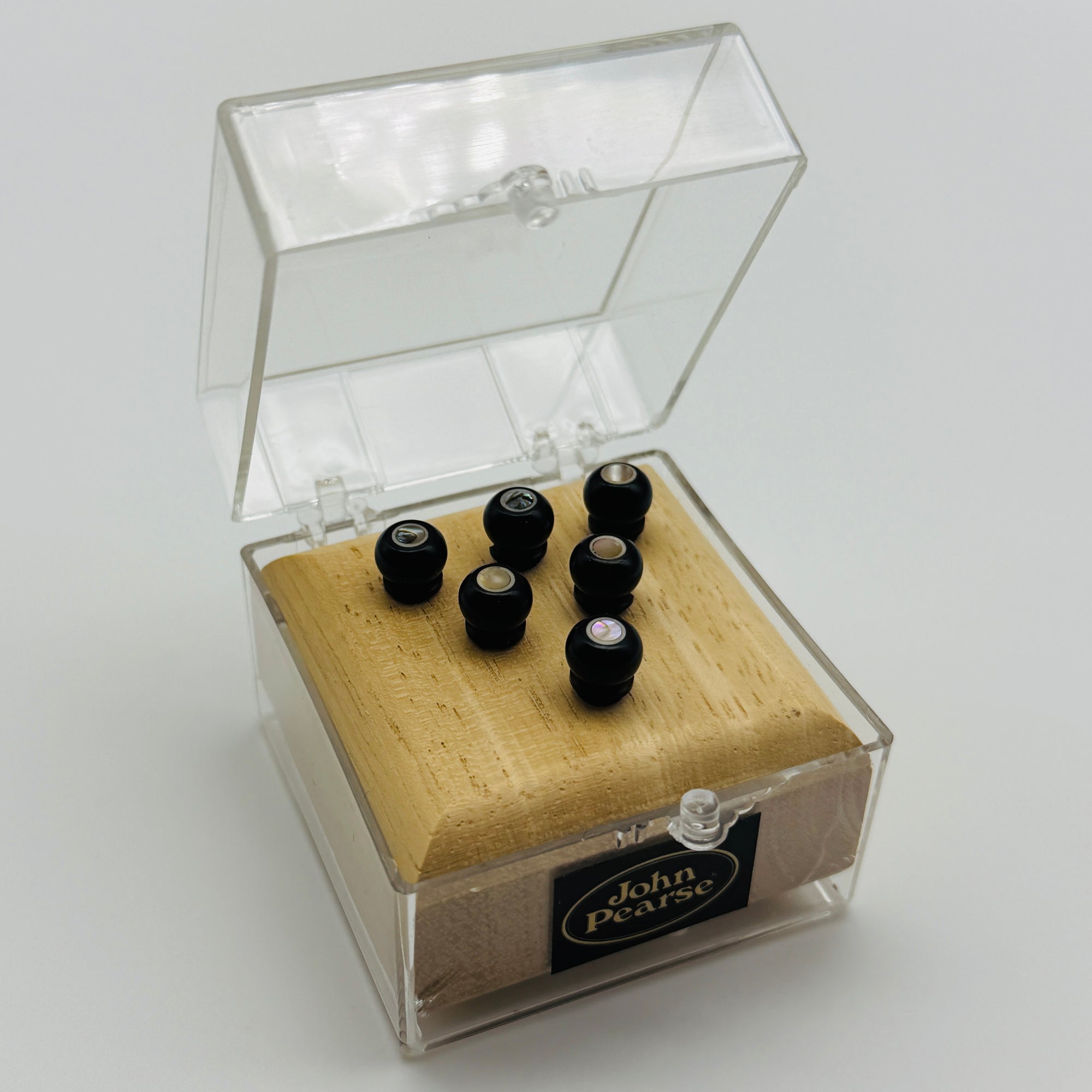 John Pearse Kingpins Horn With Abalone Dot/White French Eye Bridge Pins - Set of 6