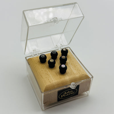 John Pearse Kingpins Horn With Abalone Dot/White French Eye Bridge Pins - Set of 6