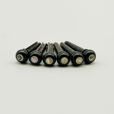 John Pearse Kingpins Horn With Abalone Dot/White French Eye Bridge Pins - Set of 6