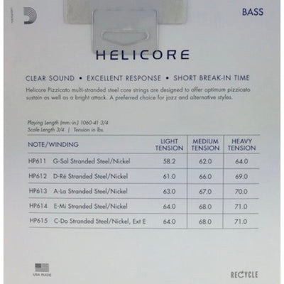 Helicore Pizzacato Medium Tension Upright Bass Strings