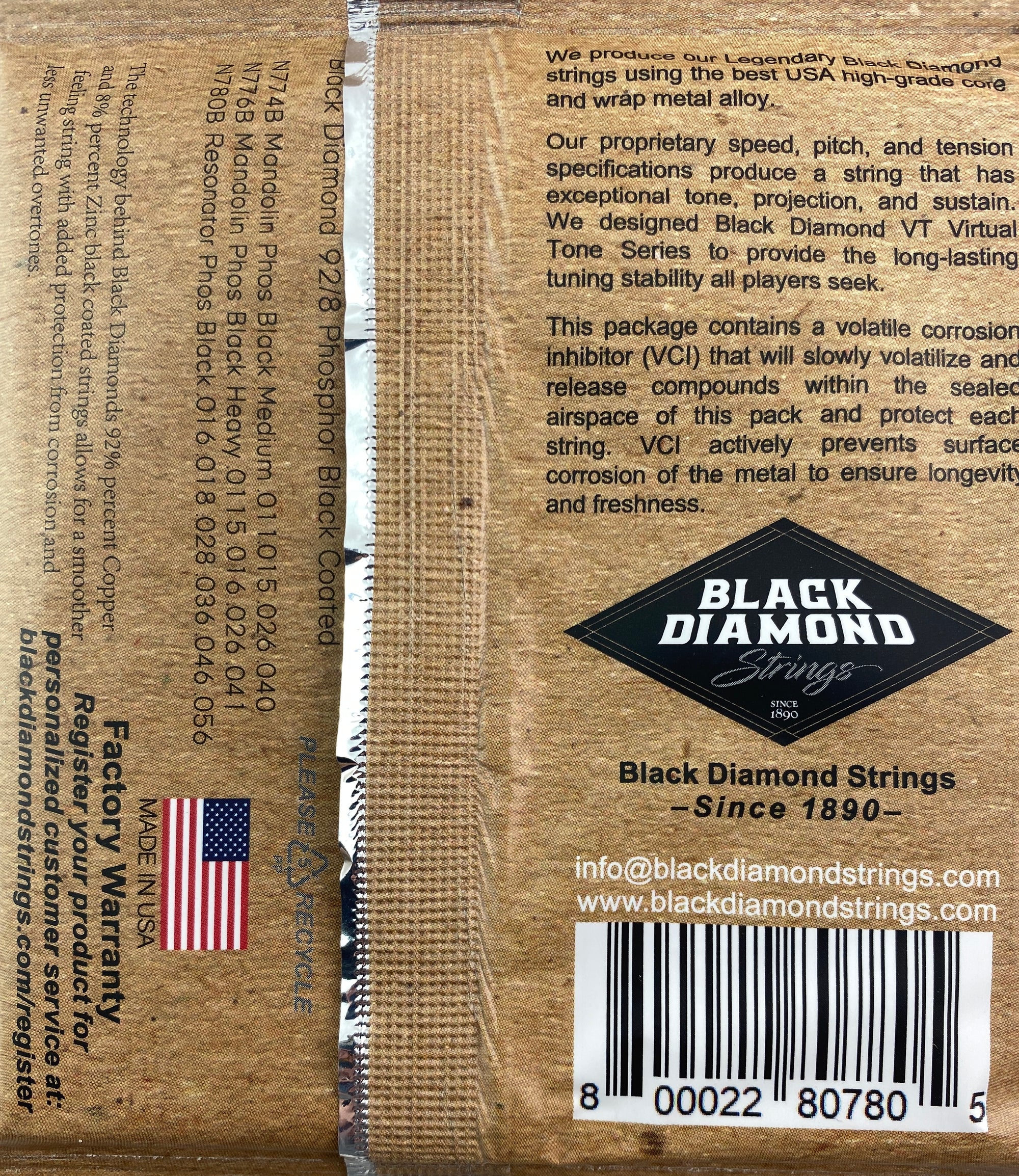 Black Diamond N780B Black Coated Resonator Guitar Strings