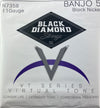 Black Diamond N735B Medium Nickel Banjo Strings - Black Coated