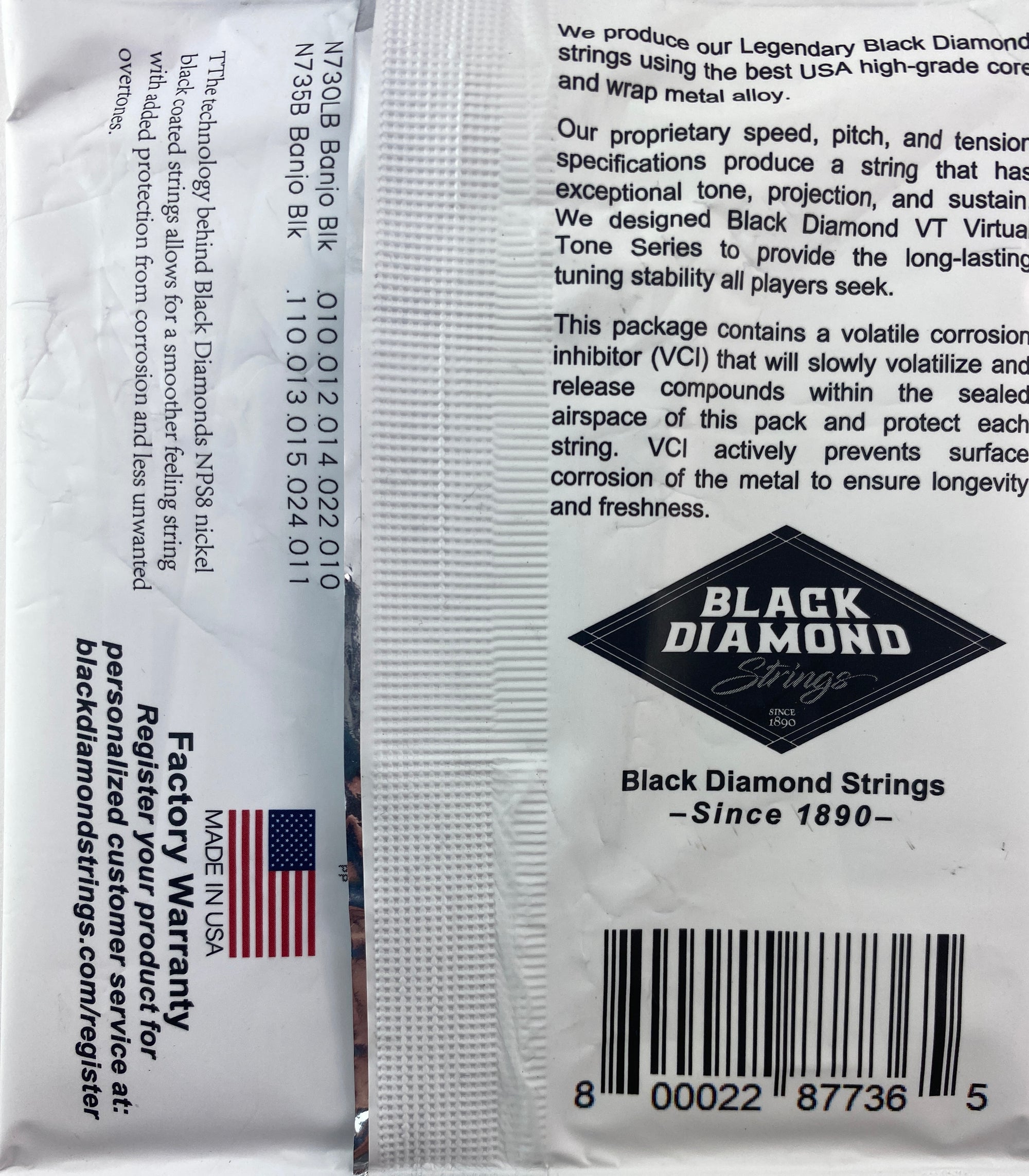 Black Diamond N735B Medium Nickel Banjo Strings - Black Coated