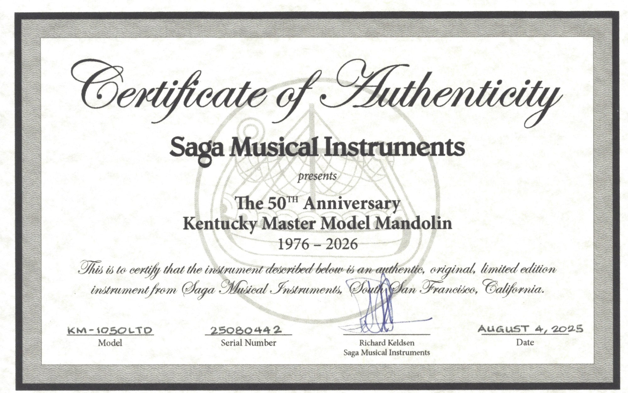 Kentucky 50th Anniversary KM-1050-LTD Limited Master F-Style Mandolin With Case - Vintage Sunburst