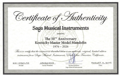 Kentucky 50th Anniversary KM-1050-LTD Limited Master F-Style Mandolin With Case - Vintage Sunburst