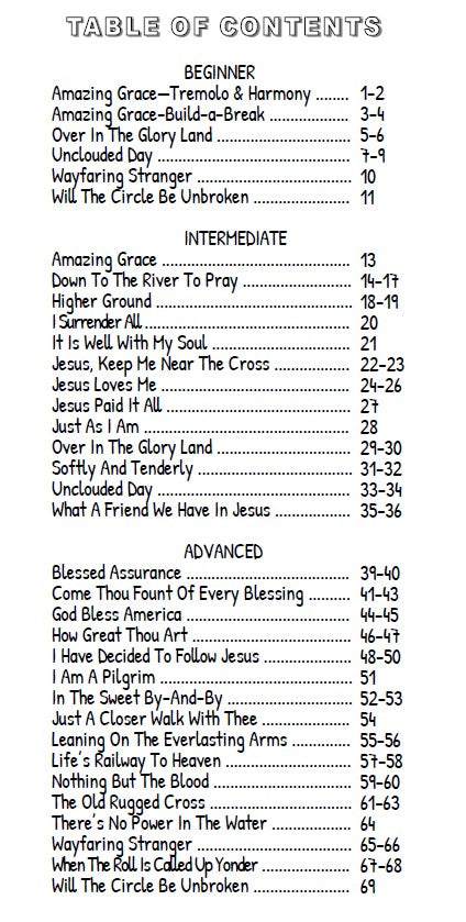 Banjo Ben’s DIGITAL DOWNLOAD-only Book of Tabs: Gospel Hymns- Volume One