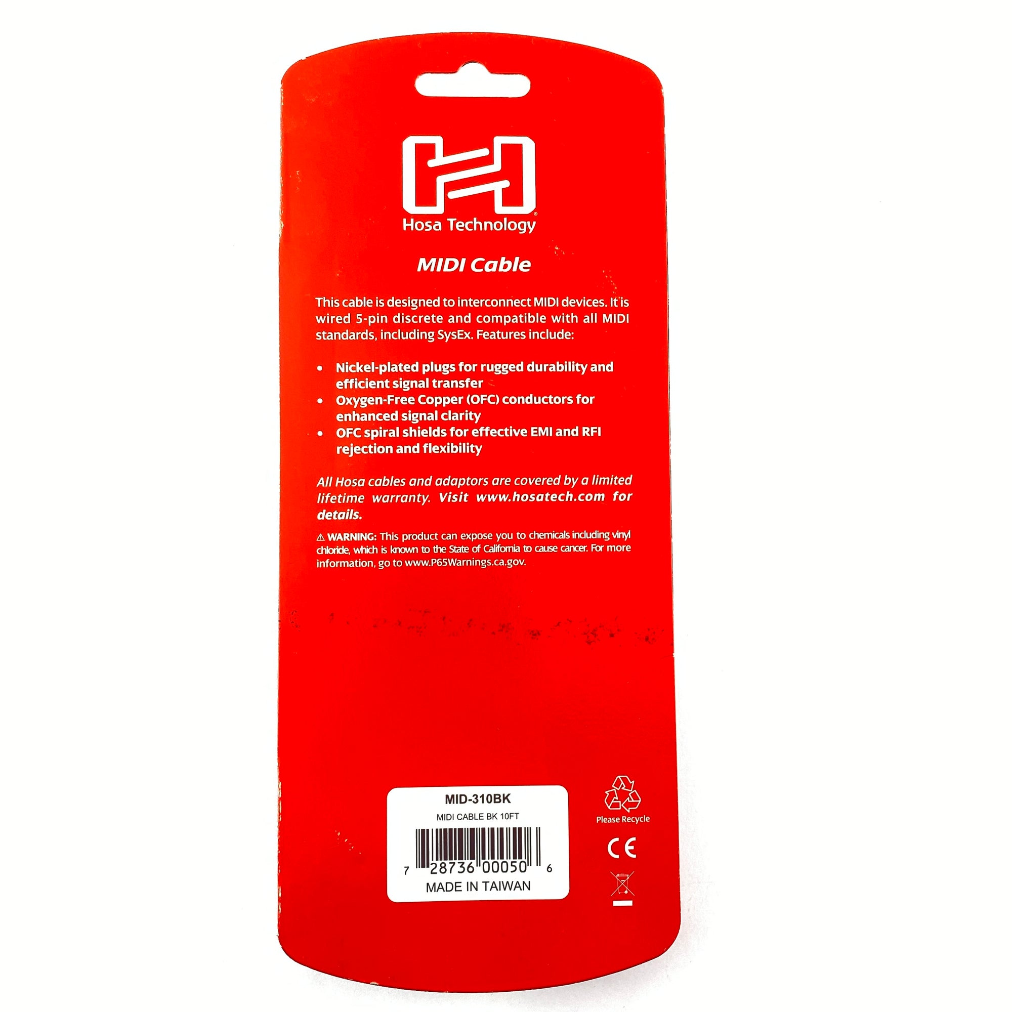 Hosa MID-310BK MIDI Cable - 10 foot Black