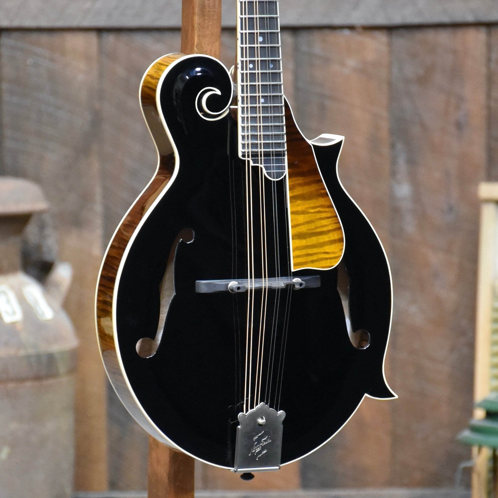 Northfield Big Mon Black Top Wide Nut F-Style Mandolin With Case