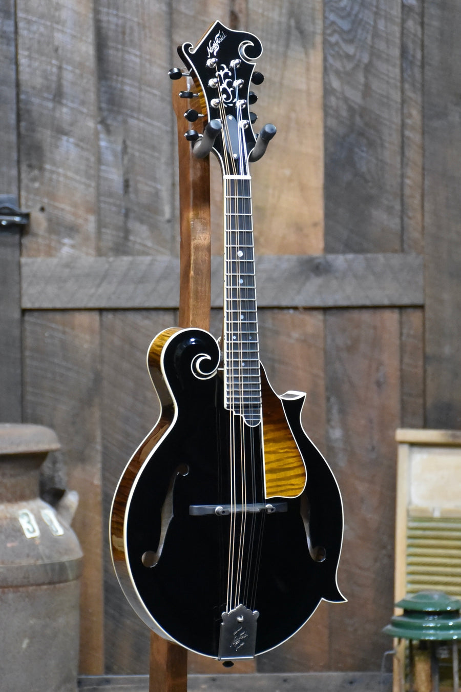 Northfield Big Mon Black Top Wide Nut F-Style Mandolin With Case