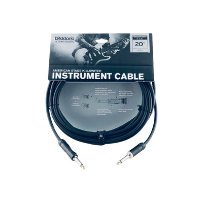 D'Addario 20' Instrument Cable with 1/4” Connectors - PW-AMSK-20