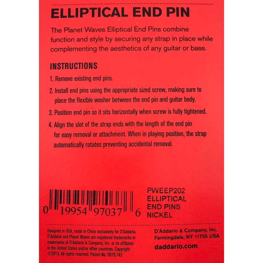 D'Addario Elliptical Strap Buttons (Strap Locks)