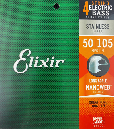Elixir Stainless Steel Long Scale Nanoweb Medium Electric Bass Strings