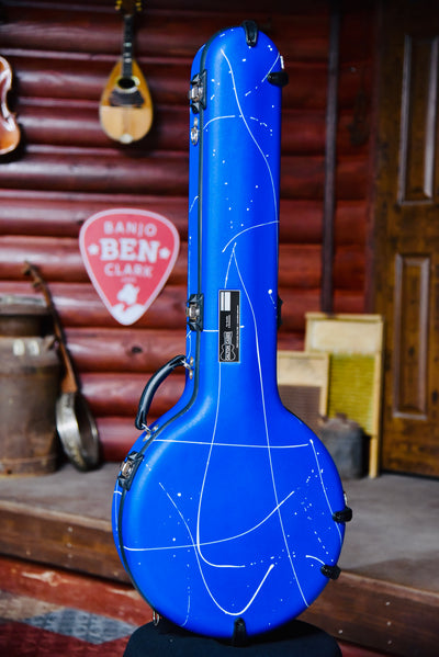 Calton Cases Bluegrass Resonator Banjo Flight Case - Blue Splatter With Gold Interior