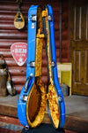 Calton Cases Bluegrass Resonator Banjo Flight Case - Blue Splatter With Gold Interior
