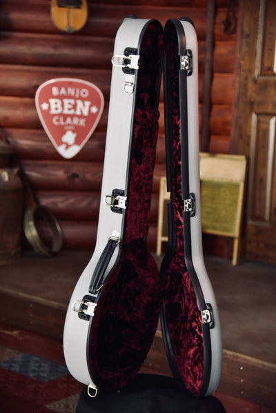 Calton Cases Bluegrass Resonator Banjo Flight Case - Gray With Burgundy Interior