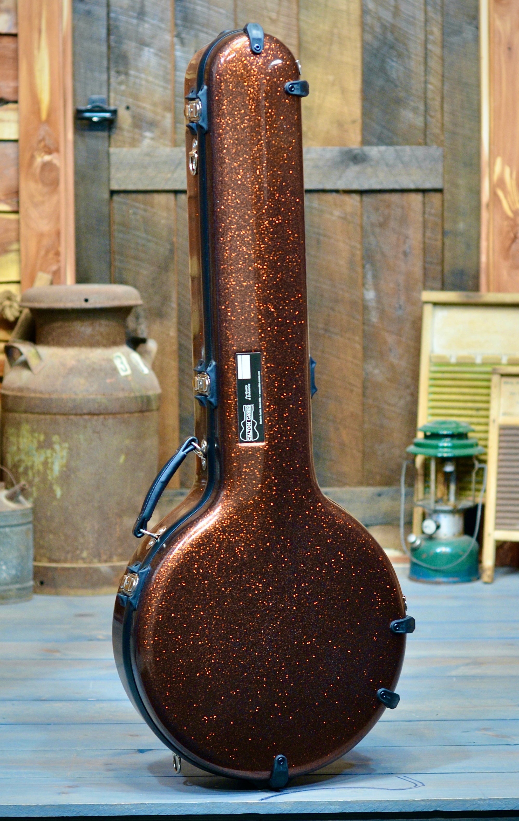 Calton Cases Resonator Banjo Flight Case - Burnt Bronze Smooth Glitter With Gold Interior