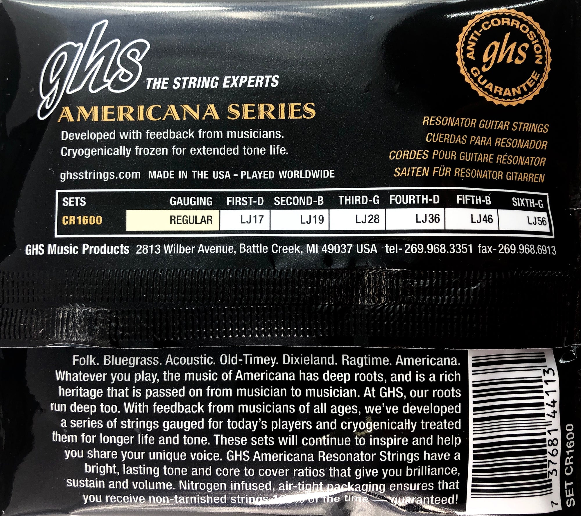 GHS Americana Series Set CR1600 Resonator Guitar Strings