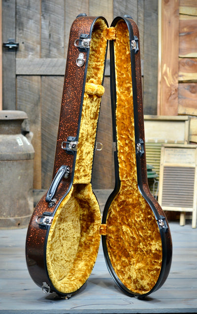 Calton Cases Resonator Banjo Flight Case - Burnt Bronze Smooth Glitter With Gold Interior