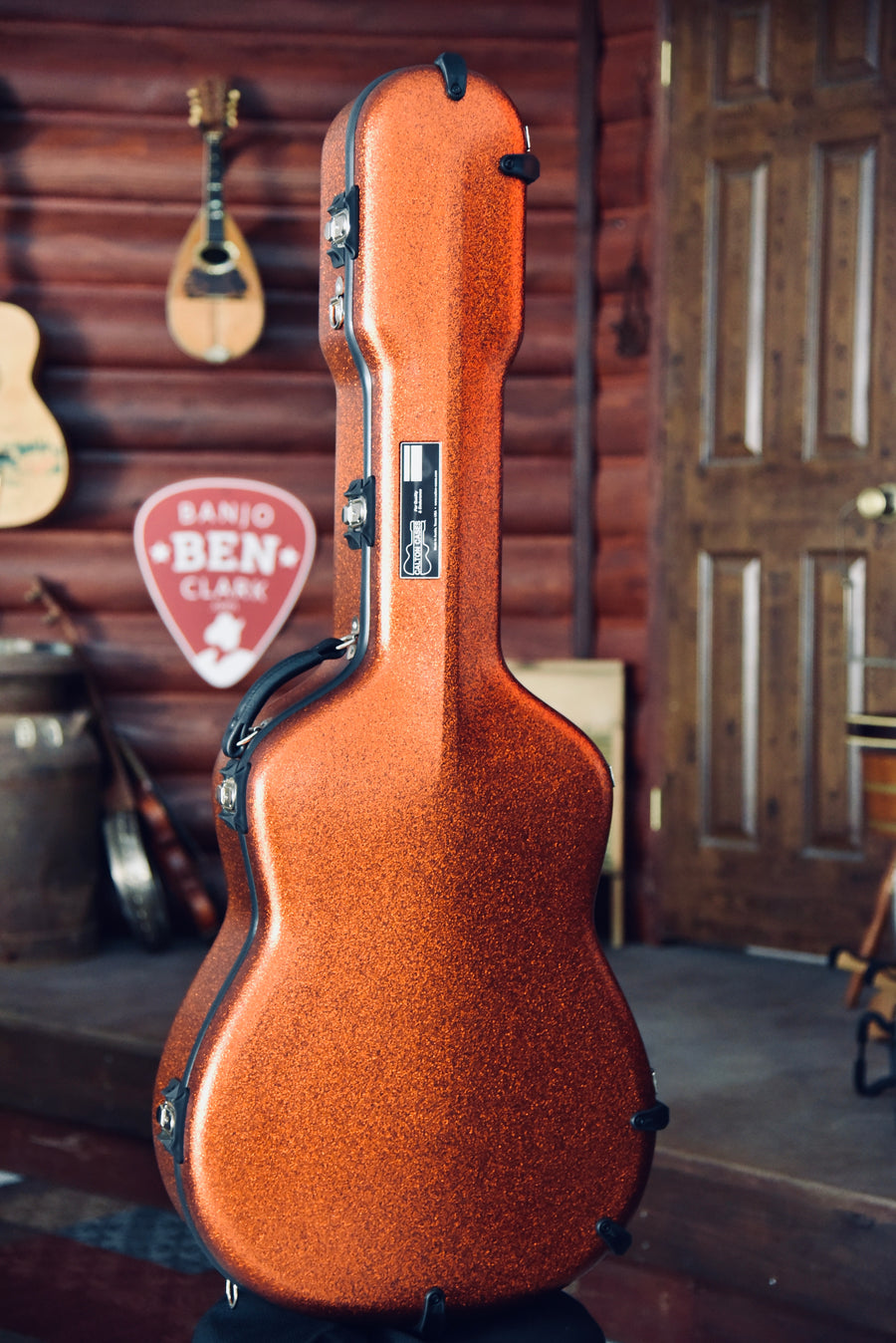 Calton Cases Dreadnought Guitar Flight Case - Bonfire Orange Smooth Glitter With Gold Interior