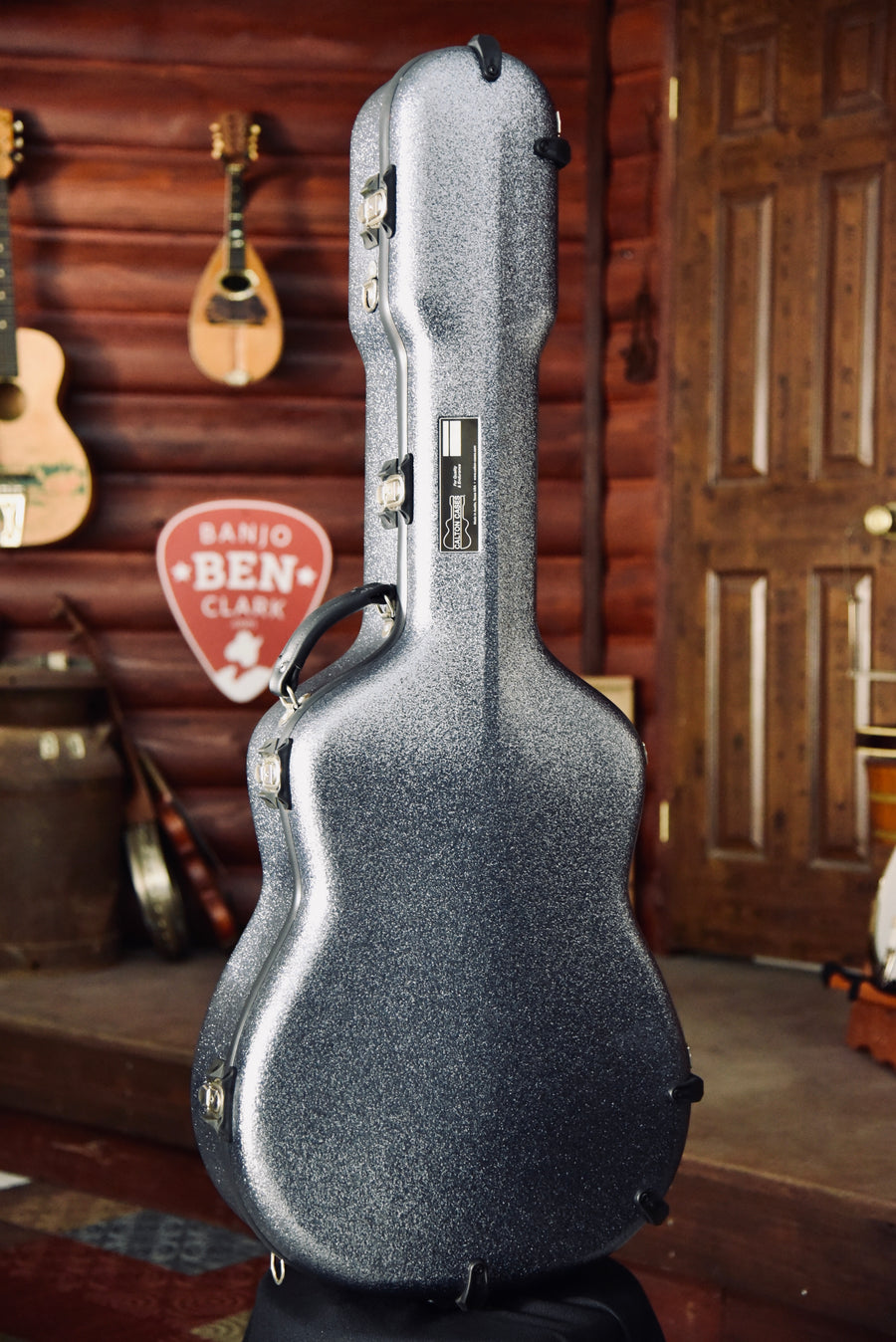 Calton Cases Dreadnought Guitar Flight Case - Gunmetal Grey Glitter With Red Interior