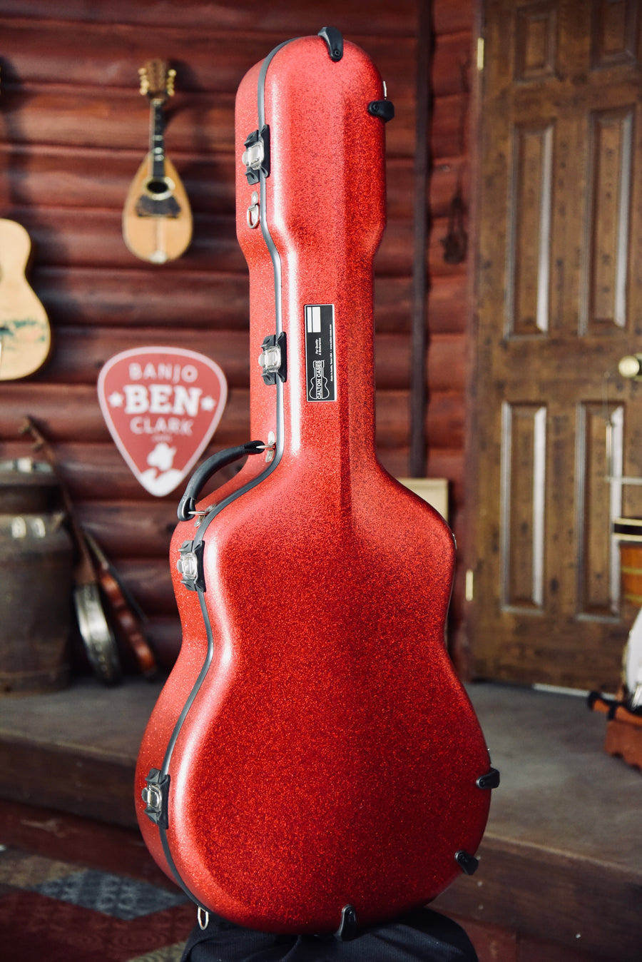 Calton Cases Dreadnought Guitar Flight Case - Ruby Red Glitter With Black Interior