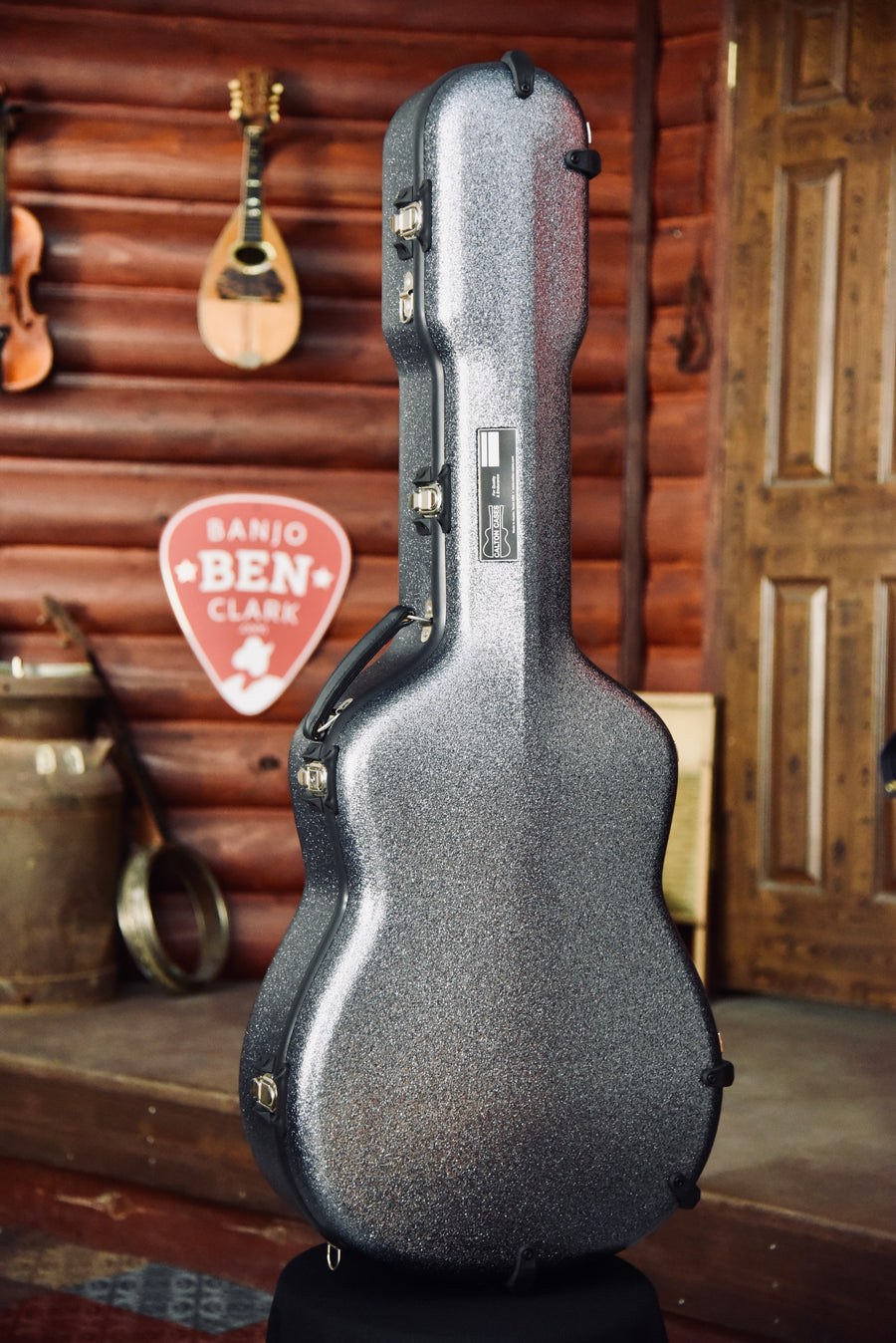 Calton Cases Dreadnought Guitar Flight Case - Grey Sparkle With Blue Interior