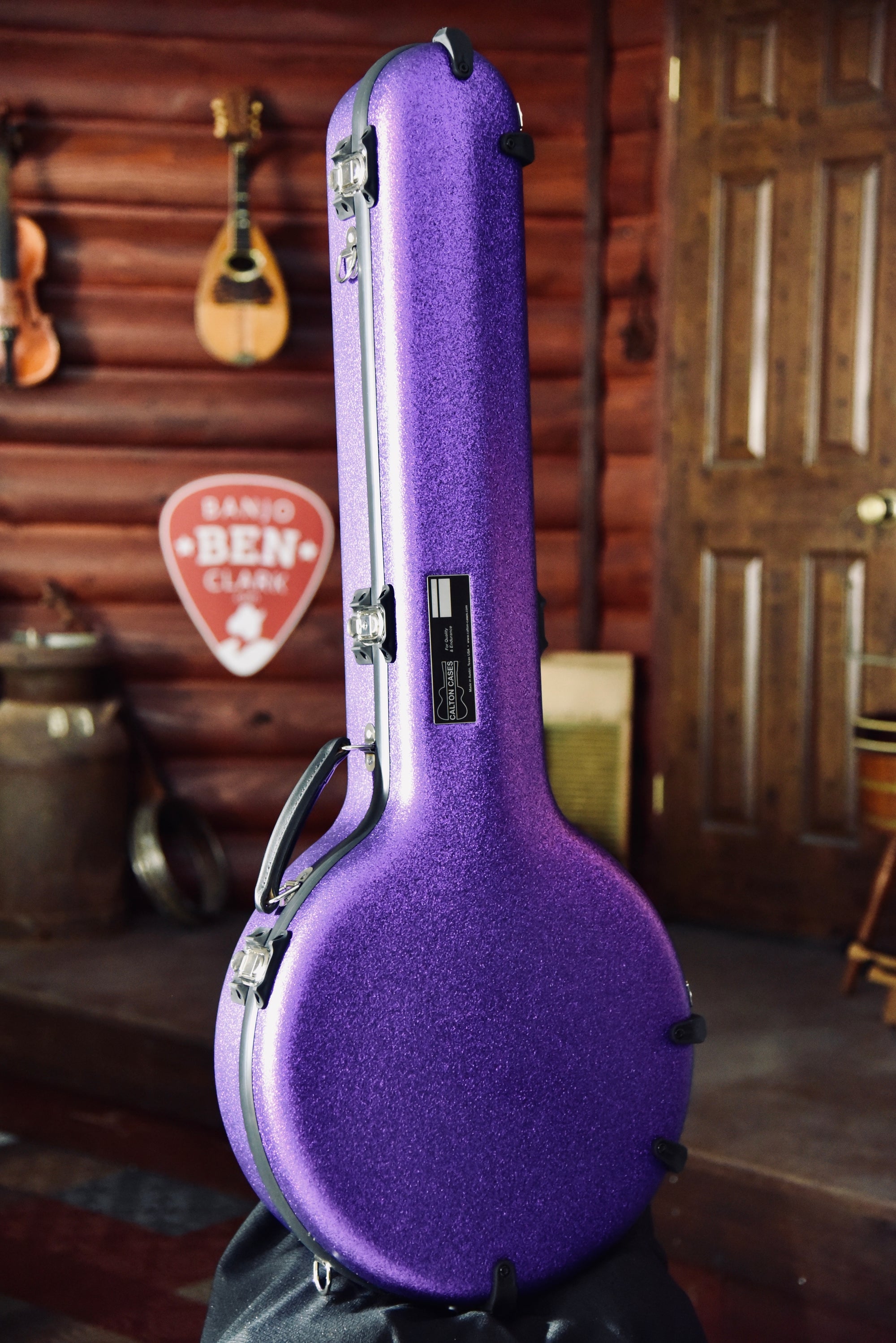 Calton Cases Bluegrass Resonator Banjo Flight Case - Purple With Green Interior