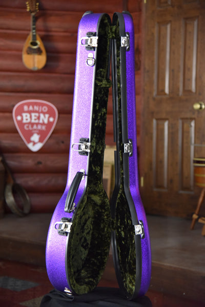 Calton Cases Bluegrass Resonator Banjo Flight Case - Purple With Green Interior