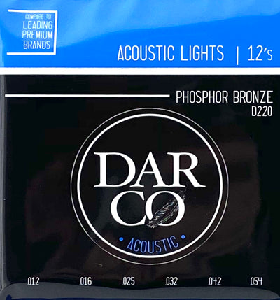 Darco D220 Acoustic Guitar Strings - Phosphor Bronze Light Gauge