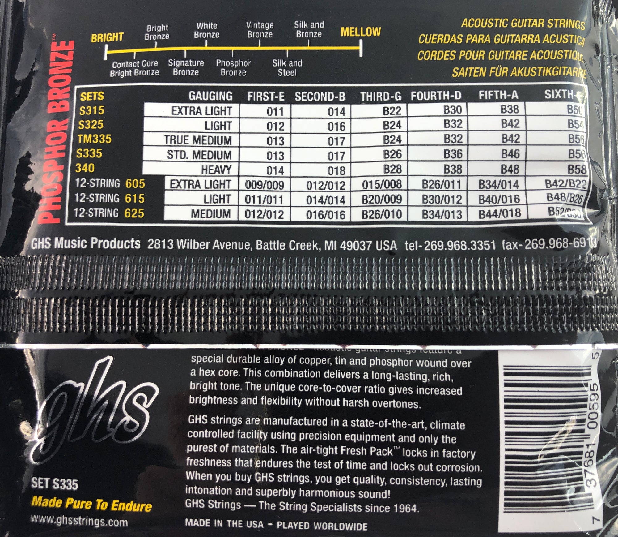 GHS Phosphor Bronze Acoustic Guitar Strings - Banjo Ben's