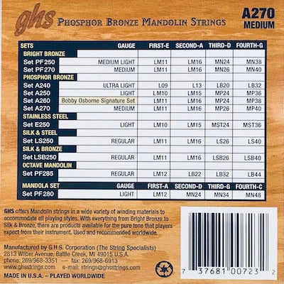 GHS A270 Medium Phosphor Bronze Mandolin Strings