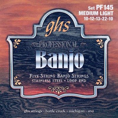 GHS PF145 Medium Light Stainless Steel Banjo Strings