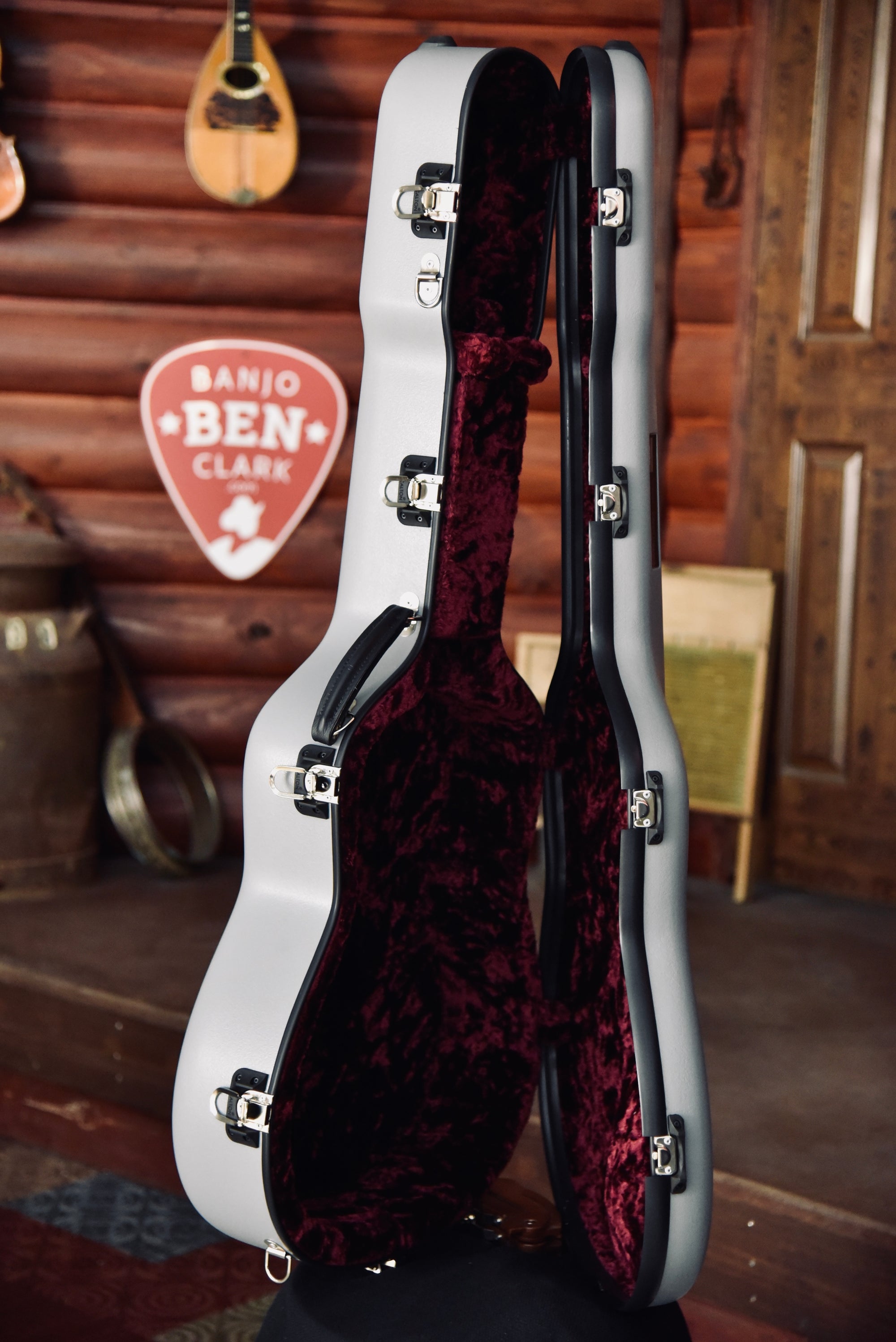 Calton Cases Dreadnought Guitar Flight Case Gray With Burgundy Inter