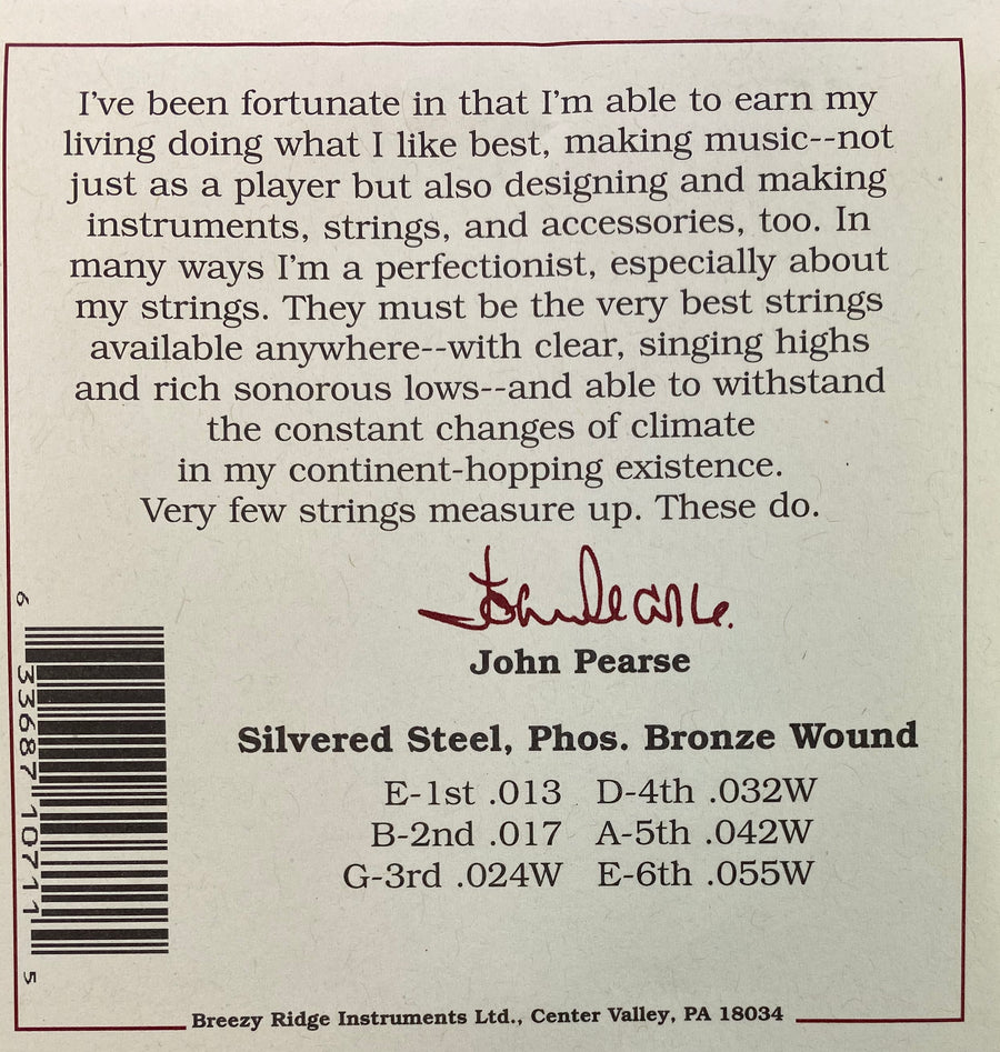 John Pearse Set# 710NM Phosphor Bronze Wound New Medium Acoustic Guitar Strings
