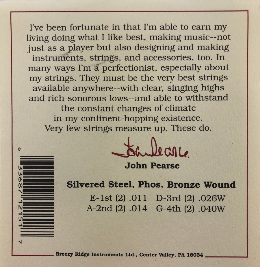 John Pearse Set #2150M Phosphor Bronze Wound Medium Gauge Mandolin Strings